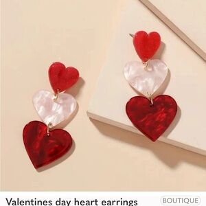 Charming Red and White Heart Earrings for Love Occasions NWT 🫶